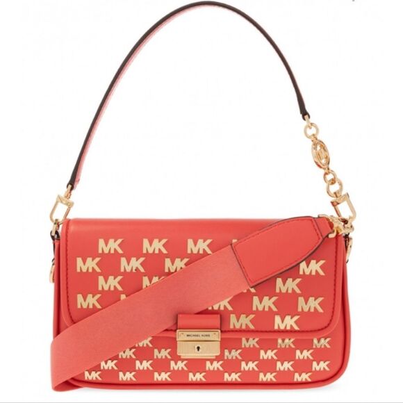 Michael Kors Bradshaw Monogram Print Convertible Shoulder Bag- Dahlia - Picture 2 of 15